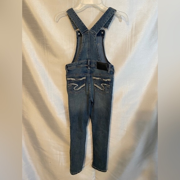 Silver Jeans Co.  Nisha Denim Overalls Med Wash Girls 7 - Picture 2 of 11